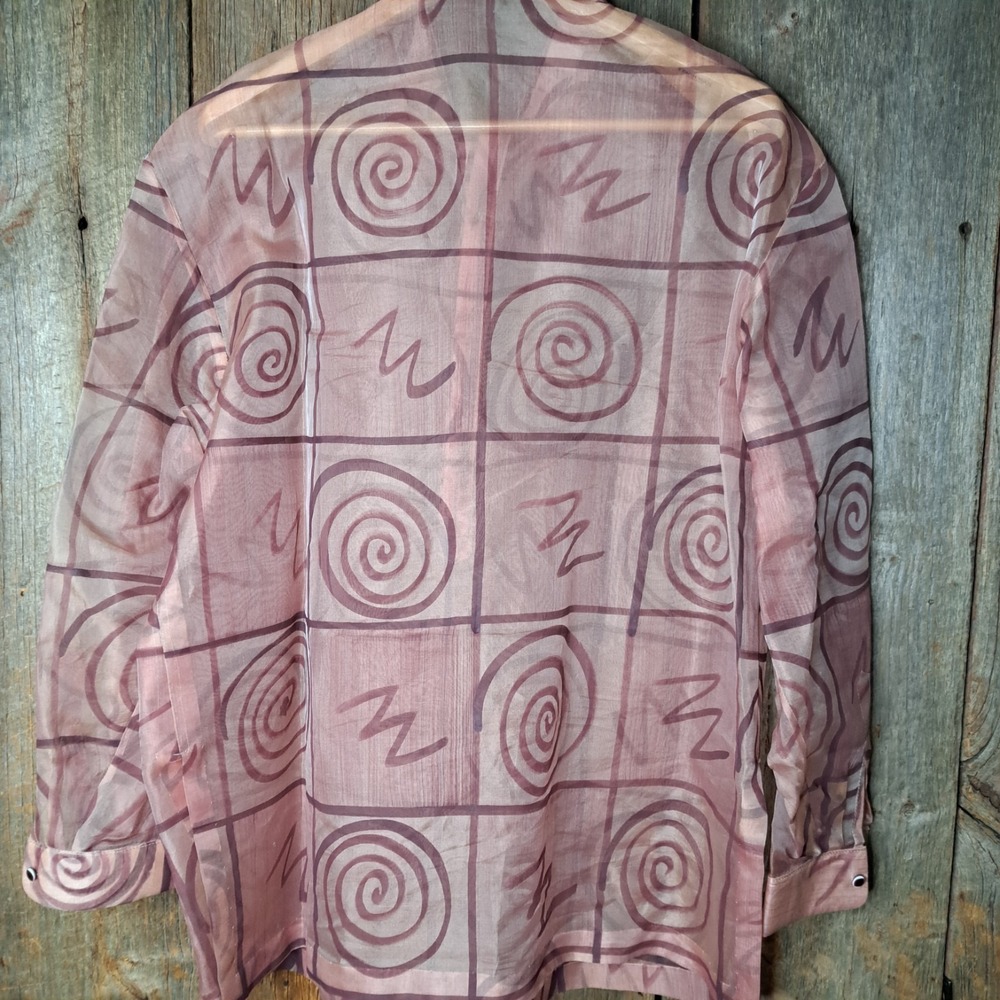 Vintage Thai Lagenlook Art To Wear Sheer  Abstract Oversized Overshirt OSFM - Picture 3 of 9